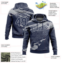 Load image into Gallery viewer, Custom Stitched Navy Gray 3D Pattern Design Torn Paper Style Sports Pullover Sweatshirt Hoodie
