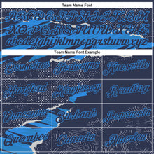 Load image into Gallery viewer, Custom Stitched Navy Powder Blue 3D Pattern Design Torn Paper Style Sports Pullover Sweatshirt Hoodie