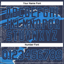 Load image into Gallery viewer, Custom Stitched Navy Powder Blue 3D Pattern Design Torn Paper Style Sports Pullover Sweatshirt Hoodie