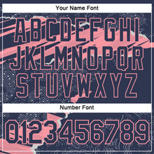 Load image into Gallery viewer, Custom Stitched Navy Medium Pink 3D Pattern Design Torn Paper Style Sports Pullover Sweatshirt Hoodie