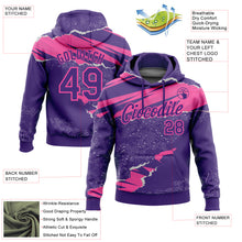 Load image into Gallery viewer, Custom Stitched Purple Pink 3D Pattern Design Torn Paper Style Sports Pullover Sweatshirt Hoodie