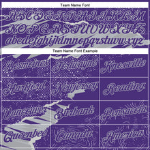 Load image into Gallery viewer, Custom Stitched Purple Gray 3D Pattern Design Torn Paper Style Sports Pullover Sweatshirt Hoodie