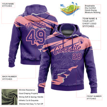 Load image into Gallery viewer, Custom Stitched Purple Medium Pink 3D Pattern Design Torn Paper Style Sports Pullover Sweatshirt Hoodie