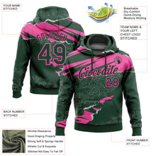 Load image into Gallery viewer, Custom Stitched Green Pink 3D Pattern Design Torn Paper Style Sports Pullover Sweatshirt Hoodie