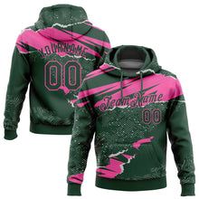 Load image into Gallery viewer, Custom Stitched Green Pink 3D Pattern Design Torn Paper Style Sports Pullover Sweatshirt Hoodie