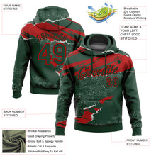 Load image into Gallery viewer, Custom Stitched Green Red 3D Pattern Design Torn Paper Style Sports Pullover Sweatshirt Hoodie