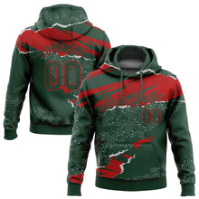 Load image into Gallery viewer, Custom Stitched Green Red 3D Pattern Design Torn Paper Style Sports Pullover Sweatshirt Hoodie