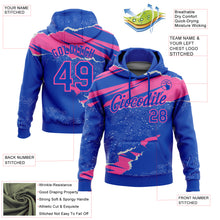 Load image into Gallery viewer, Custom Stitched Thunder Blue Pink 3D Pattern Design Torn Paper Style Sports Pullover Sweatshirt Hoodie