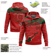 Load image into Gallery viewer, Custom Stitched Red Green 3D Pattern Design Torn Paper Style Sports Pullover Sweatshirt Hoodie