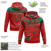Load image into Gallery viewer, Custom Stitched Red Kelly Green 3D Pattern Design Torn Paper Style Sports Pullover Sweatshirt Hoodie