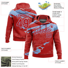 Load image into Gallery viewer, Custom Stitched Red Light Blue 3D Pattern Design Torn Paper Style Sports Pullover Sweatshirt Hoodie