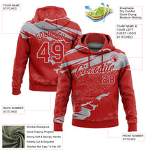 Load image into Gallery viewer, Custom Stitched Red Gray 3D Pattern Design Torn Paper Style Sports Pullover Sweatshirt Hoodie