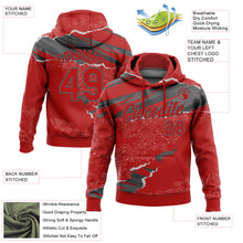 Load image into Gallery viewer, Custom Stitched Red Steel Gray 3D Pattern Design Torn Paper Style Sports Pullover Sweatshirt Hoodie