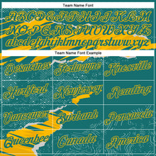 Load image into Gallery viewer, Custom Stitched Teal Gold 3D Pattern Design Torn Paper Style Sports Pullover Sweatshirt Hoodie