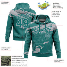 Load image into Gallery viewer, Custom Stitched Teal Gray 3D Pattern Design Torn Paper Style Sports Pullover Sweatshirt Hoodie