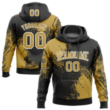 Load image into Gallery viewer, Custom Stitched Black Old Gold-White 3D Pattern Design Abstract Brush Stroke Sports Pullover Sweatshirt Hoodie