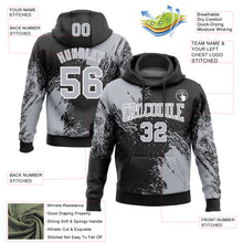 Load image into Gallery viewer, Custom Stitched Black Gray-White 3D Pattern Design Abstract Brush Stroke Sports Pullover Sweatshirt Hoodie