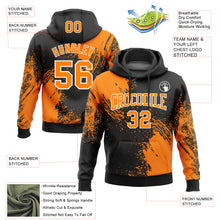 Load image into Gallery viewer, Custom Stitched Black Bay Orange-White 3D Pattern Design Abstract Brush Stroke Sports Pullover Sweatshirt Hoodie