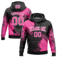 Load image into Gallery viewer, Custom Stitched Black Pink-White 3D Pattern Design Abstract Brush Stroke Sports Pullover Sweatshirt Hoodie