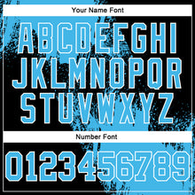 Load image into Gallery viewer, Custom Stitched Black Sky Blue-White 3D Pattern Design Abstract Brush Stroke Sports Pullover Sweatshirt Hoodie