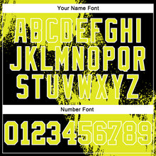 Load image into Gallery viewer, Custom Stitched Black Neon Yellow-White 3D Pattern Design Abstract Brush Stroke Sports Pullover Sweatshirt Hoodie