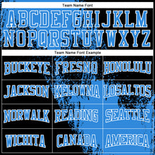 Load image into Gallery viewer, Custom Stitched Black Powder Blue-White 3D Pattern Design Abstract Brush Stroke Sports Pullover Sweatshirt Hoodie