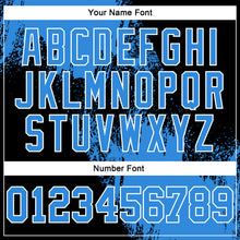 Load image into Gallery viewer, Custom Stitched Black Powder Blue-White 3D Pattern Design Abstract Brush Stroke Sports Pullover Sweatshirt Hoodie