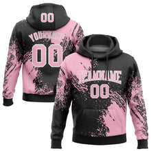 Load image into Gallery viewer, Custom Stitched Black Light Pink-White 3D Pattern Design Abstract Brush Stroke Sports Pullover Sweatshirt Hoodie