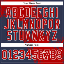 Load image into Gallery viewer, Custom Stitched Navy Red-White 3D Pattern Design Abstract Brush Stroke Sports Pullover Sweatshirt Hoodie