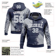 Load image into Gallery viewer, Custom Stitched Navy Gray-White 3D Pattern Design Abstract Brush Stroke Sports Pullover Sweatshirt Hoodie