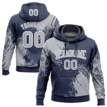 Load image into Gallery viewer, Custom Stitched Navy Gray-White 3D Pattern Design Abstract Brush Stroke Sports Pullover Sweatshirt Hoodie