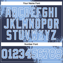 Load image into Gallery viewer, Custom Stitched Navy Light Blue-White 3D Pattern Design Abstract Brush Stroke Sports Pullover Sweatshirt Hoodie