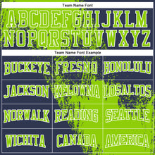 Load image into Gallery viewer, Custom Stitched Navy Neon Green-White 3D Pattern Design Abstract Brush Stroke Sports Pullover Sweatshirt Hoodie