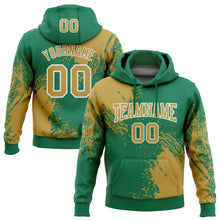 Load image into Gallery viewer, Custom Stitched Kelly Green Old Gold-White 3D Pattern Design Abstract Brush Stroke Sports Pullover Sweatshirt Hoodie