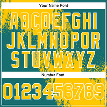 Load image into Gallery viewer, Custom Stitched Teal Yellow-White 3D Pattern Design Abstract Brush Stroke Sports Pullover Sweatshirt Hoodie