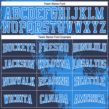 Load image into Gallery viewer, Custom Stitched Navy Powder Blue-White 3D Pattern Design Abstract Brush Stroke Sports Pullover Sweatshirt Hoodie