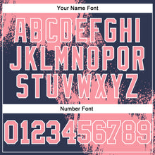 Load image into Gallery viewer, Custom Stitched Navy Medium Pink-White 3D Pattern Design Abstract Brush Stroke Sports Pullover Sweatshirt Hoodie