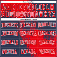 Load image into Gallery viewer, Custom Stitched Navy Fire Red-White 3D Pattern Design Abstract Brush Stroke Sports Pullover Sweatshirt Hoodie