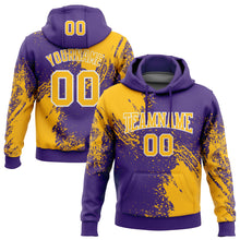 Load image into Gallery viewer, Custom Stitched Purple Gold-White 3D Pattern Design Abstract Brush Stroke Sports Pullover Sweatshirt Hoodie