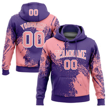 Load image into Gallery viewer, Custom Stitched Purple Medium Pink-White 3D Pattern Design Abstract Brush Stroke Sports Pullover Sweatshirt Hoodie