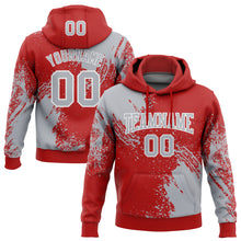 Load image into Gallery viewer, Custom Stitched Red Gray-White 3D Pattern Design Abstract Brush Stroke Sports Pullover Sweatshirt Hoodie