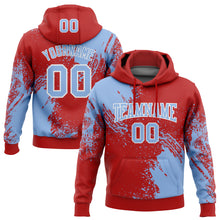 Load image into Gallery viewer, Custom Stitched Red Light Blue-White 3D Pattern Design Abstract Brush Stroke Sports Pullover Sweatshirt Hoodie