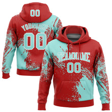 Load image into Gallery viewer, Custom Stitched Red Ice Blue-White 3D Pattern Design Abstract Brush Stroke Sports Pullover Sweatshirt Hoodie