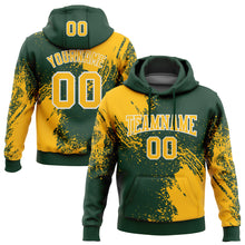 Load image into Gallery viewer, Custom Stitched Green Gold-White 3D Pattern Design Abstract Brush Stroke Sports Pullover Sweatshirt Hoodie