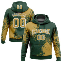 Load image into Gallery viewer, Custom Stitched Green Old Gold-White 3D Pattern Design Abstract Brush Stroke Sports Pullover Sweatshirt Hoodie