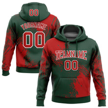 Load image into Gallery viewer, Custom Stitched Green Red-White 3D Pattern Design Abstract Brush Stroke Sports Pullover Sweatshirt Hoodie