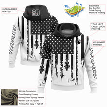 Load image into Gallery viewer, Custom White Black 3D American Flag And Fish Hook Fishing Sports Pullover Sweatshirt Hoodie