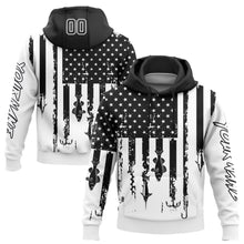 Load image into Gallery viewer, Custom White Black 3D American Flag And Fish Hook Fishing Sports Pullover Sweatshirt Hoodie