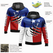Load image into Gallery viewer, Custom Royal Black-Red 3D Texas Flag And Fish Hook Fishing Sports Pullover Sweatshirt Hoodie