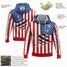 Load image into Gallery viewer, Custom Red US Navy Blue-Black 3D American Flag And Fish Hook Fishing Sports Pullover Sweatshirt Hoodie